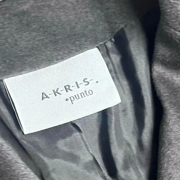 women’s AKRIS PUNTO wool grey pointed collar flap pocket crop blazer size 4 - Picture 6 of 8